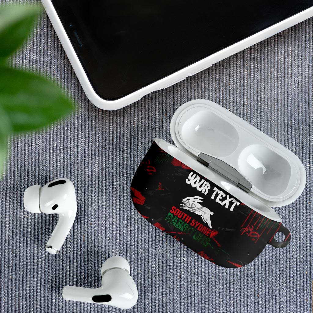 Personalized South Sydney Rabbitohs AirPods Case Graffiti Grunge Abstract Urban Street Style Design