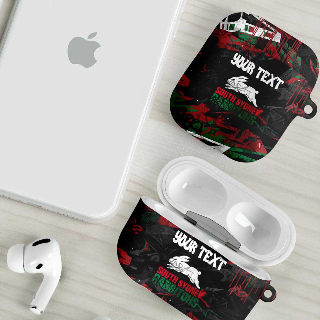 Personalized South Sydney Rabbitohs AirPods Case Graffiti Grunge Abstract Urban Street Style Design