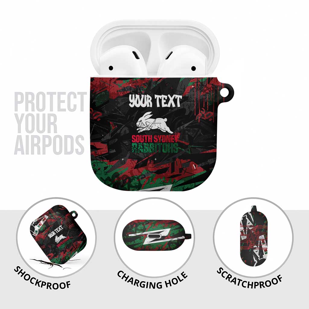 Personalized South Sydney Rabbitohs AirPods Case Graffiti Grunge Abstract Urban Street Style Design