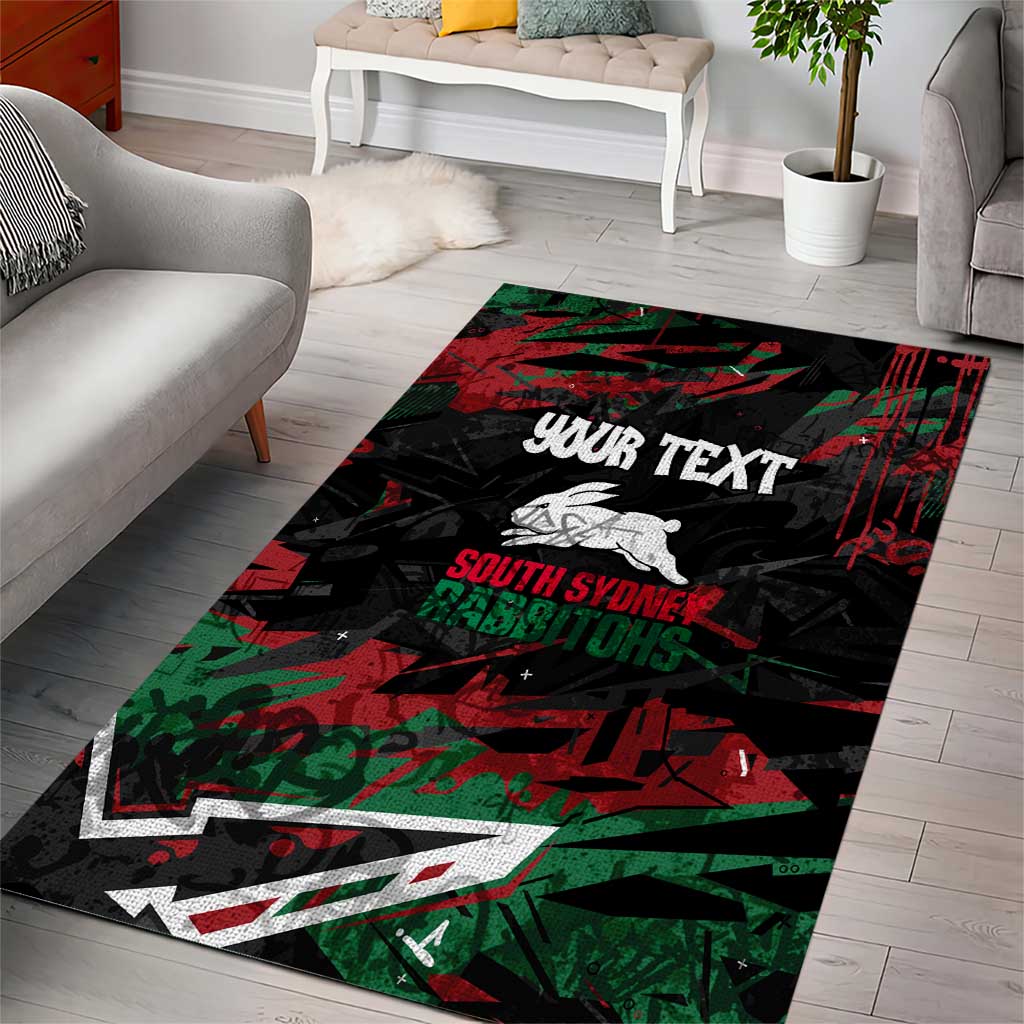 Personalized South Sydney Rabbitohs Area Rug Graffiti Grunge Abstract Urban Street Style Design