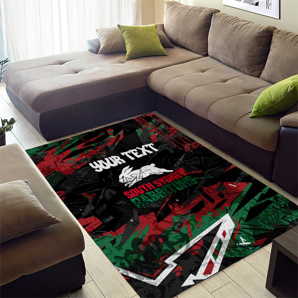 Personalized South Sydney Rabbitohs Area Rug Graffiti Grunge Abstract Urban Street Style Design