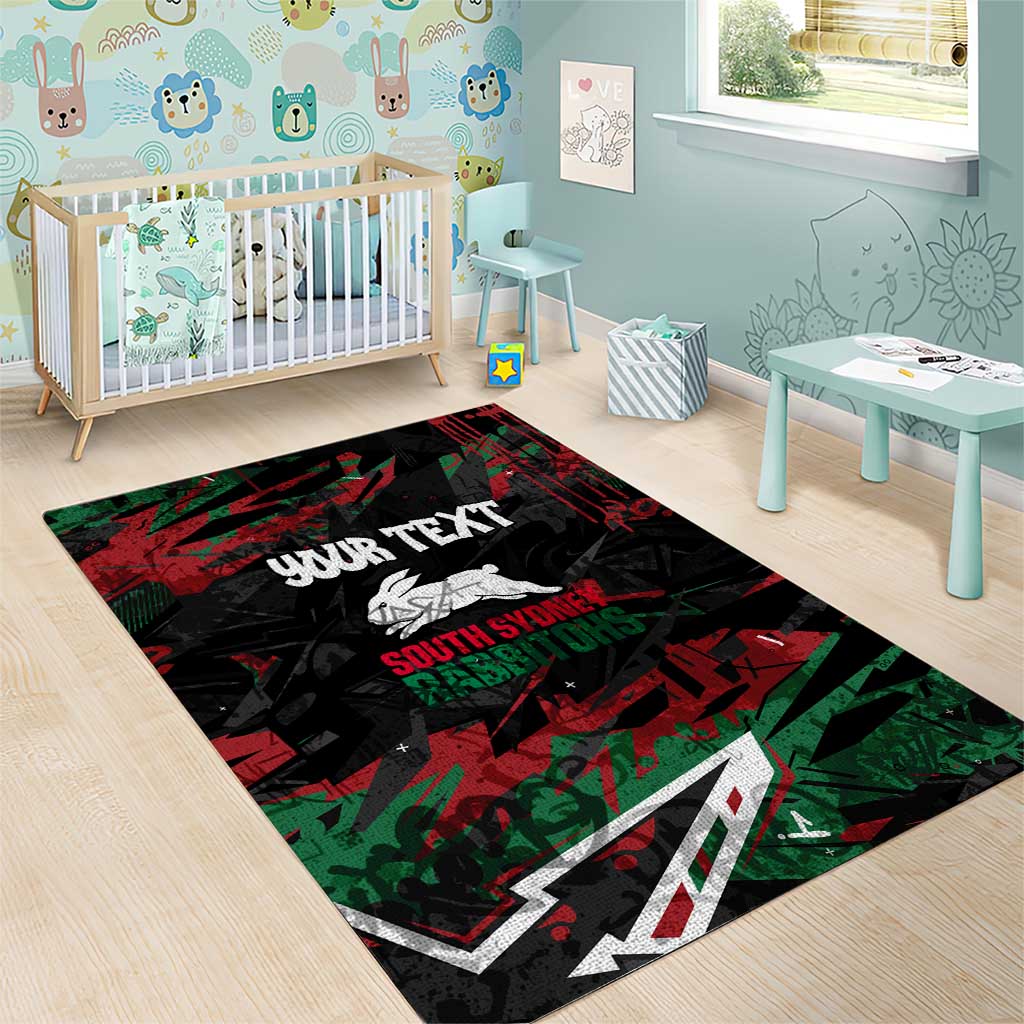 Personalized South Sydney Rabbitohs Area Rug Graffiti Grunge Abstract Urban Street Style Design