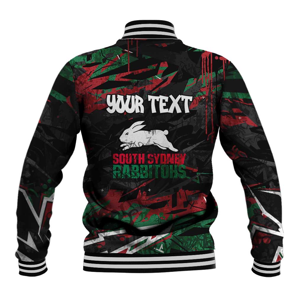 Personalized South Sydney Rabbitohs Baseball Jacket Graffiti Grunge Abstract Urban Street Style Design