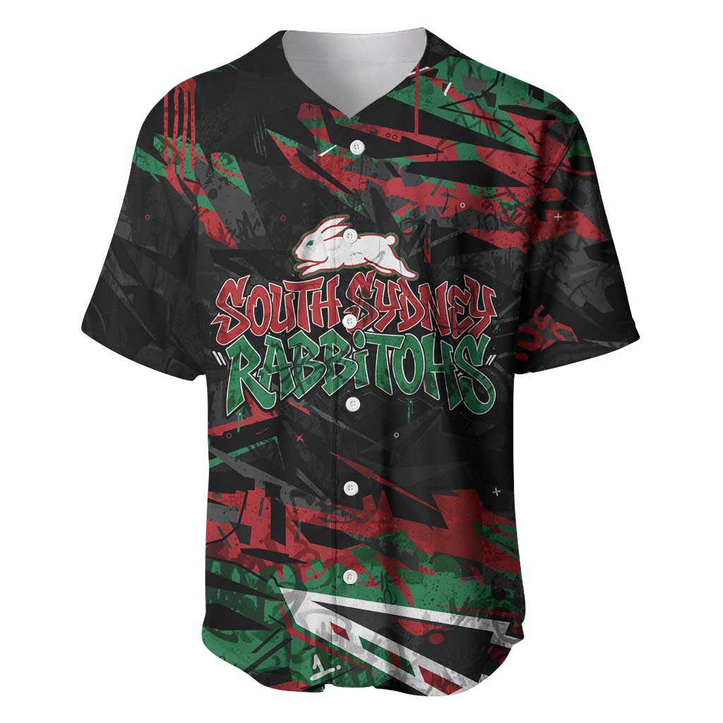 Personalized South Sydney Rabbitohs Baseball Jersey Graffiti Grunge Abstract Urban Street Style Design