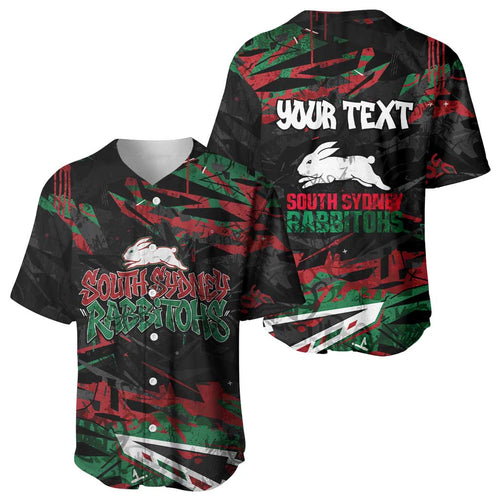 Personalized South Sydney Rabbitohs Baseball Jersey Graffiti Grunge Abstract Urban Street Style Design