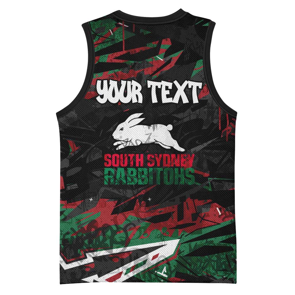 Personalized South Sydney Rabbitohs Basketball Jersey Graffiti Grunge Abstract Urban Street Style Design