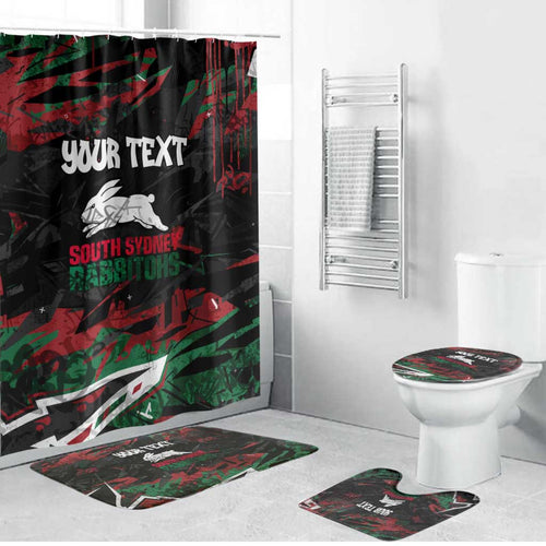 Personalized South Sydney Rabbitohs Bathroom Set Graffiti Grunge Abstract Urban Street Style Design