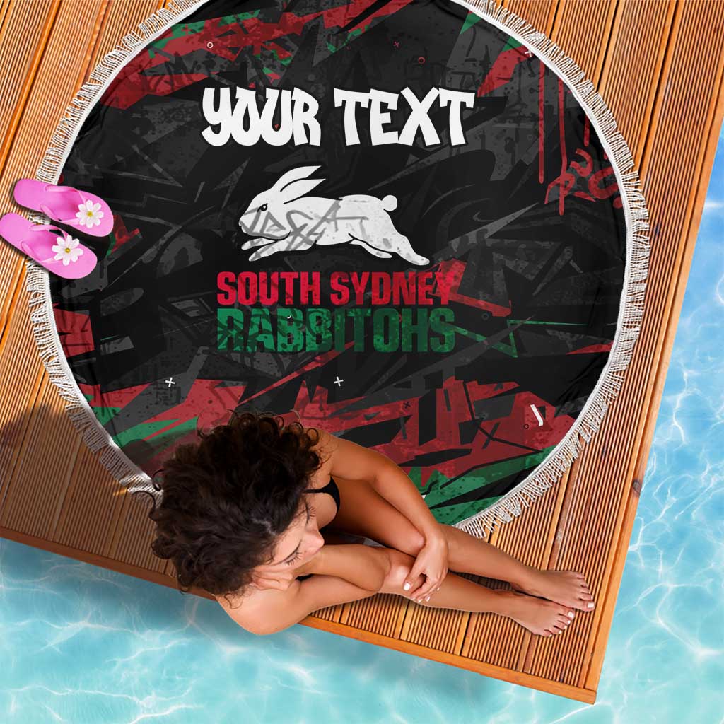 Personalized South Sydney Rabbitohs Beach Blanket Graffiti Grunge Abstract Urban Street Style Design