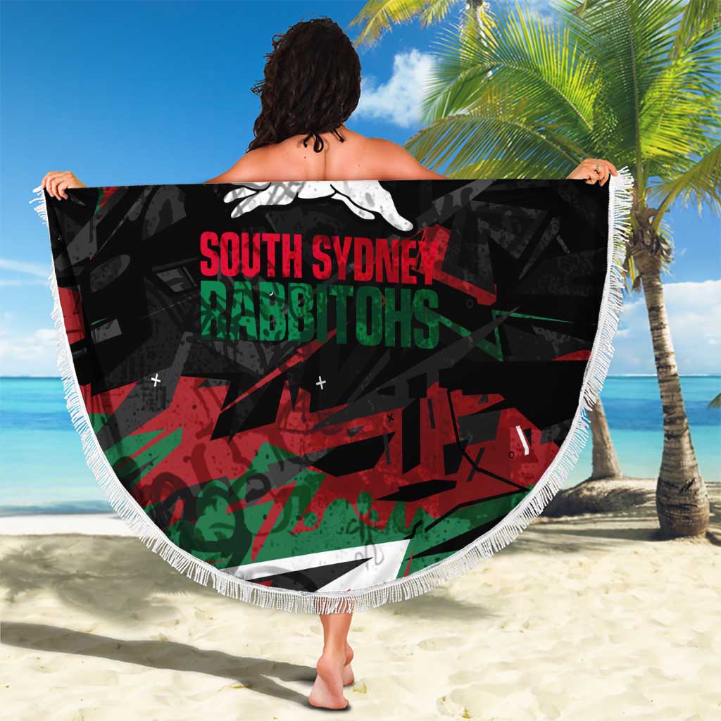 Personalized South Sydney Rabbitohs Beach Blanket Graffiti Grunge Abstract Urban Street Style Design