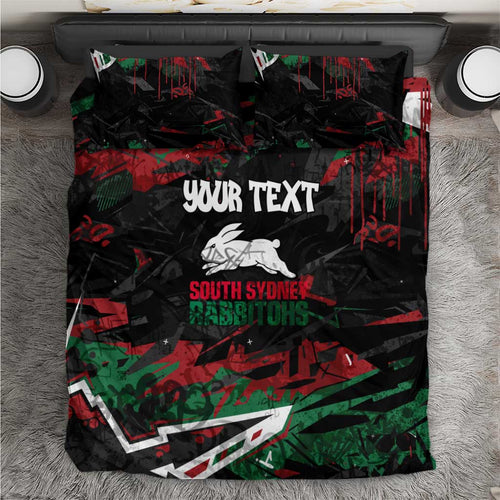 Personalized South Sydney Rabbitohs Bedding Set Graffiti Grunge Abstract Urban Street Style Design