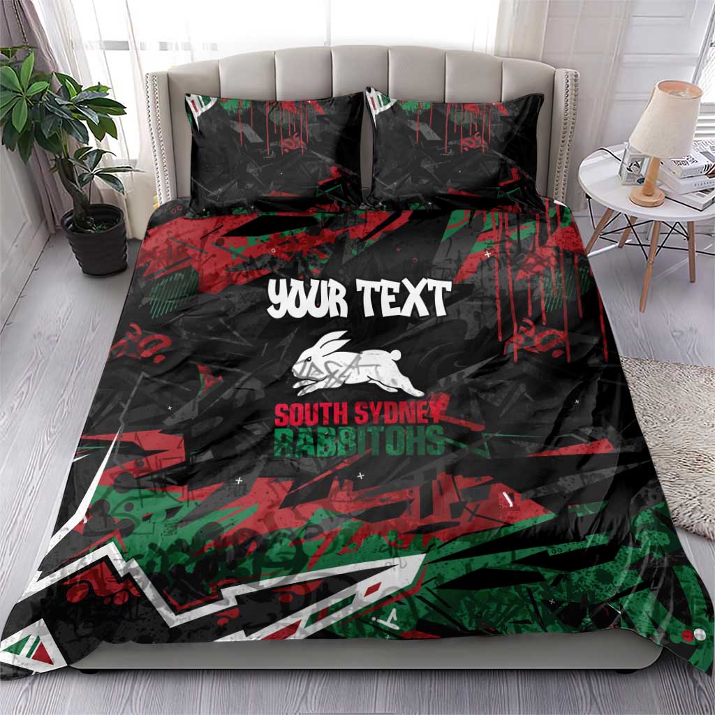 Personalized South Sydney Rabbitohs Bedding Set Graffiti Grunge Abstract Urban Street Style Design