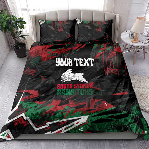 Personalized South Sydney Rabbitohs Bedding Set Graffiti Grunge Abstract Urban Street Style Design