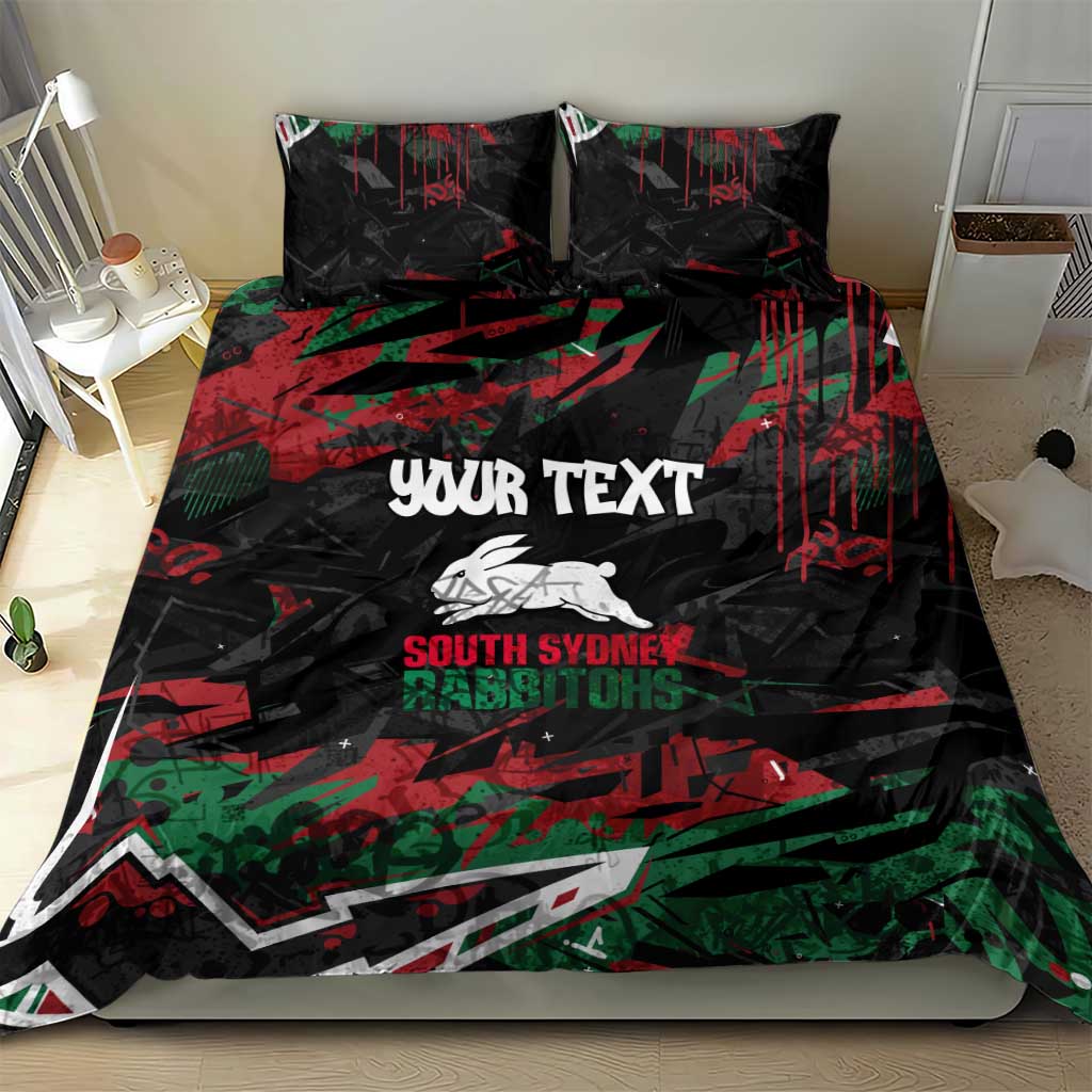 Personalized South Sydney Rabbitohs Bedding Set Graffiti Grunge Abstract Urban Street Style Design