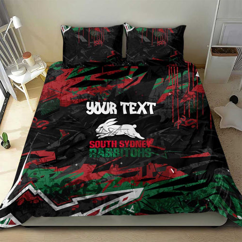 Personalized South Sydney Rabbitohs Bedding Set Graffiti Grunge Abstract Urban Street Style Design