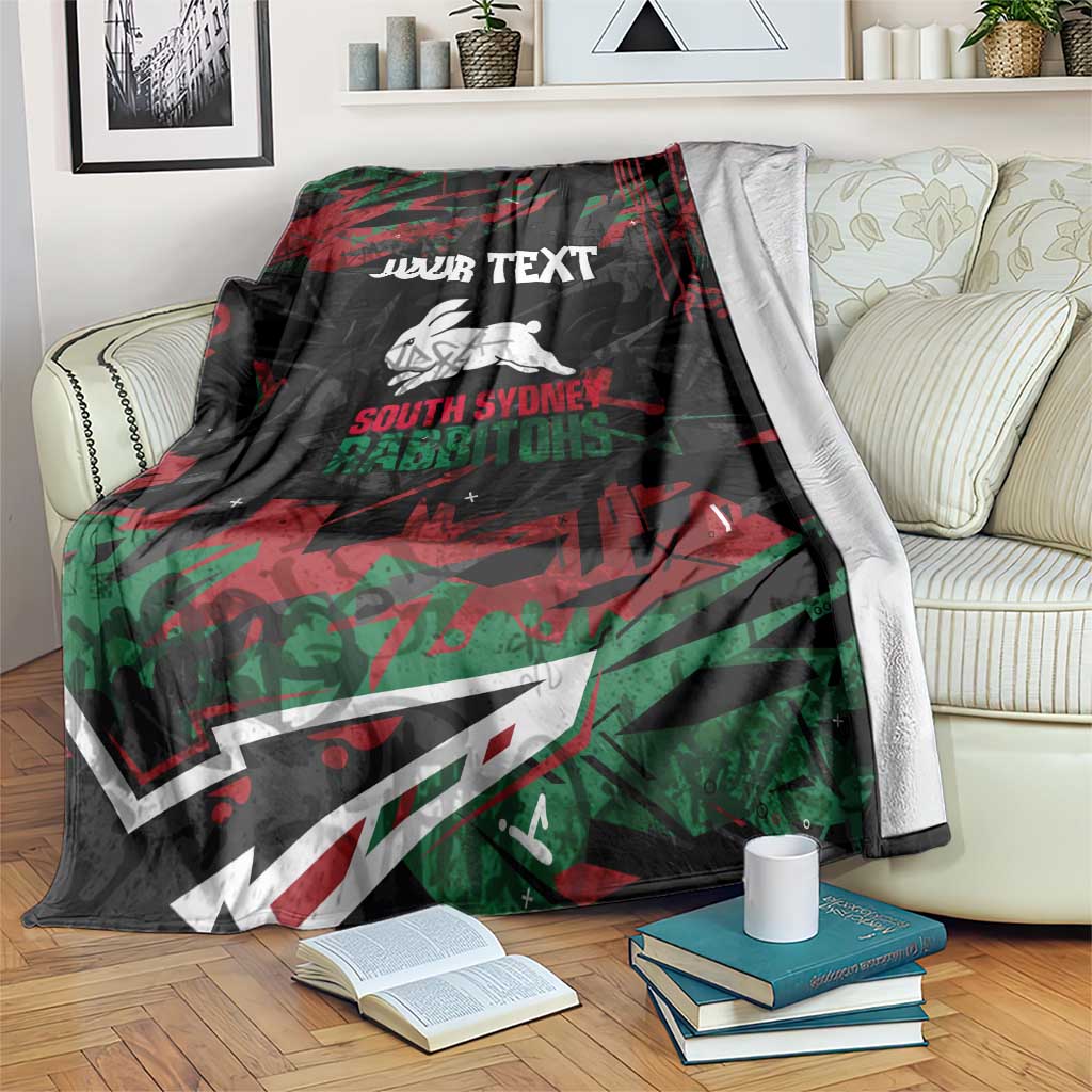 Personalized South Sydney Rabbitohs Blanket Graffiti Grunge Abstract Urban Street Style Design
