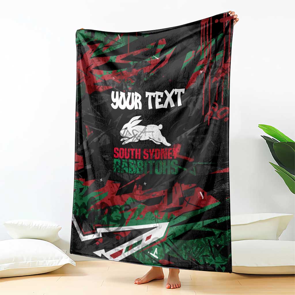Personalized South Sydney Rabbitohs Blanket Graffiti Grunge Abstract Urban Street Style Design