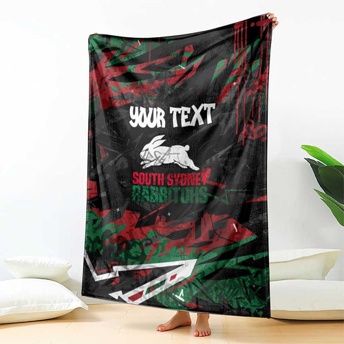 Personalized South Sydney Rabbitohs Blanket Graffiti Grunge Abstract Urban Street Style Design