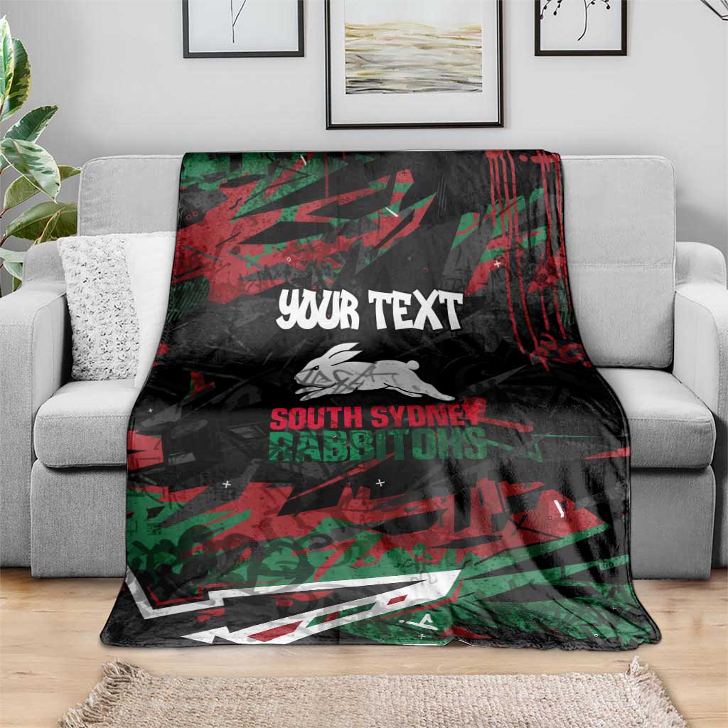 Personalized South Sydney Rabbitohs Blanket Graffiti Grunge Abstract Urban Street Style Design