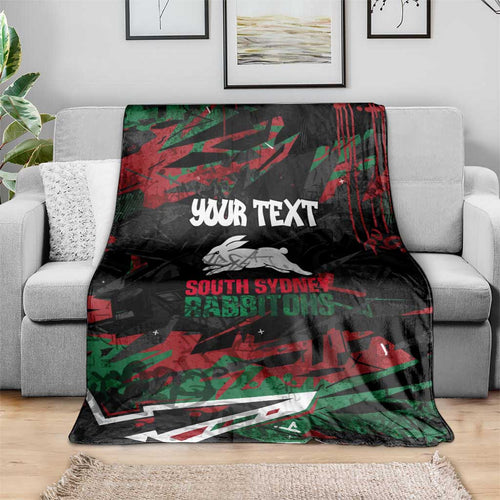 Personalized South Sydney Rabbitohs Blanket Graffiti Grunge Abstract Urban Street Style Design