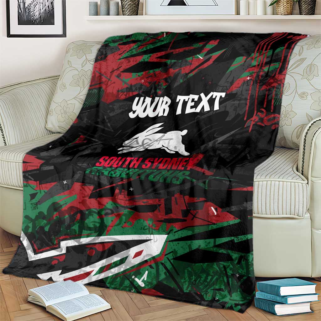 Personalized South Sydney Rabbitohs Blanket Graffiti Grunge Abstract Urban Street Style Design