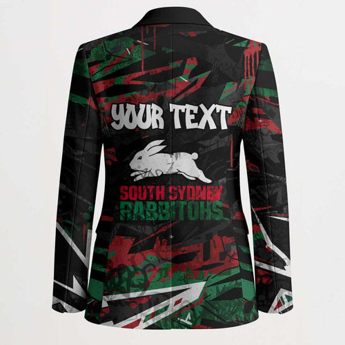 Personalized South Sydney Rabbitohs Blazer Graffiti Grunge Abstract Urban Street Style Design