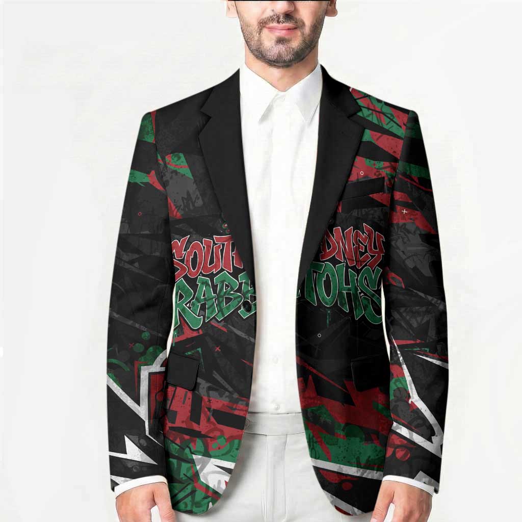 Personalized South Sydney Rabbitohs Blazer Graffiti Grunge Abstract Urban Street Style Design