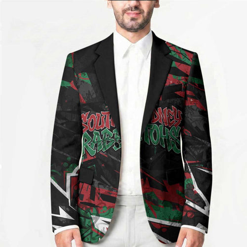 Personalized South Sydney Rabbitohs Blazer Graffiti Grunge Abstract Urban Street Style Design