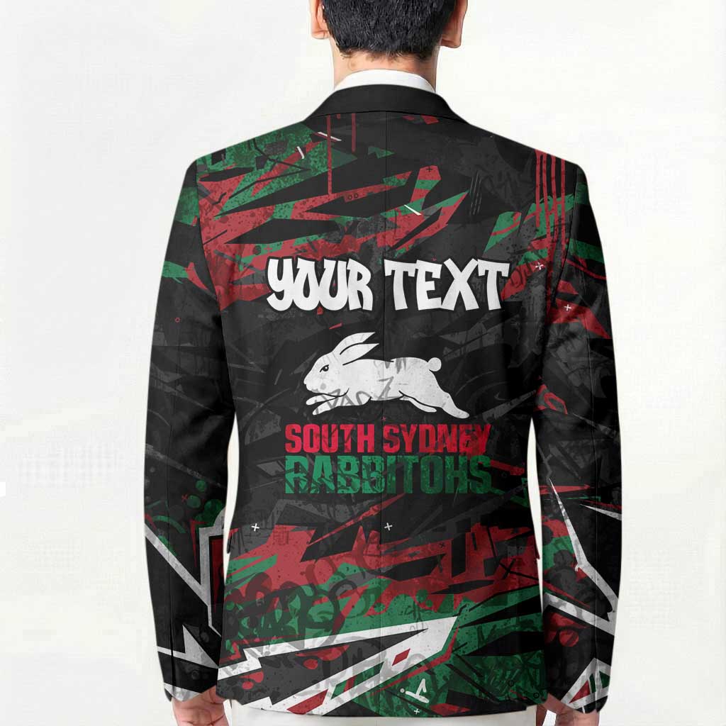 Personalized South Sydney Rabbitohs Blazer Graffiti Grunge Abstract Urban Street Style Design