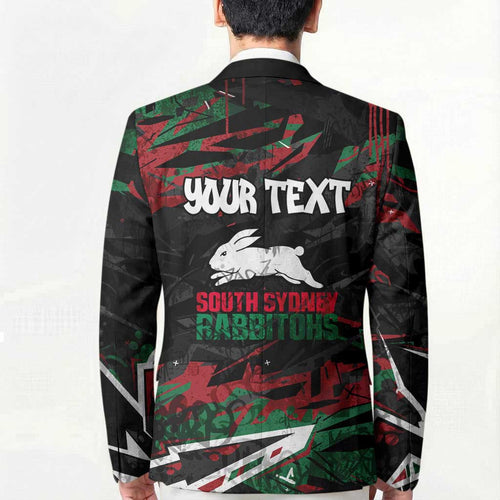 Personalized South Sydney Rabbitohs Blazer Graffiti Grunge Abstract Urban Street Style Design