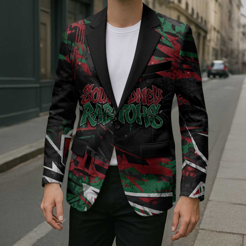 Personalized South Sydney Rabbitohs Blazer Graffiti Grunge Abstract Urban Street Style Design