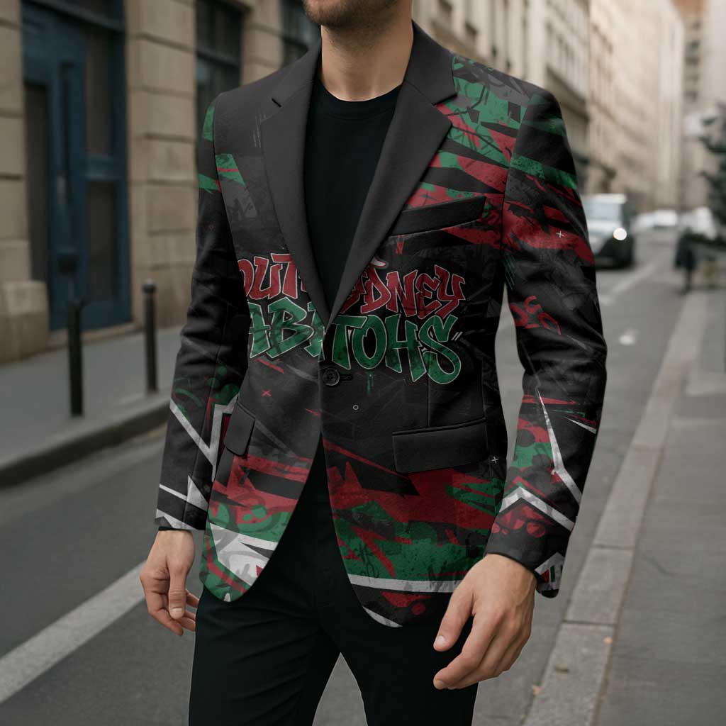 Personalized South Sydney Rabbitohs Blazer Graffiti Grunge Abstract Urban Street Style Design