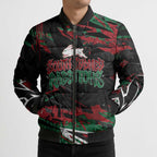 Personalized South Sydney Rabbitohs Bomber Puffer Jacket Graffiti Grunge Abstract Urban Street Style Design