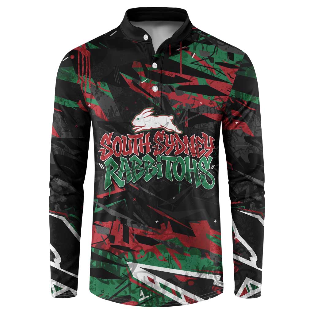 Personalized South Sydney Rabbitohs Button Sweatshirt Graffiti Grunge Abstract Urban Street Style Design