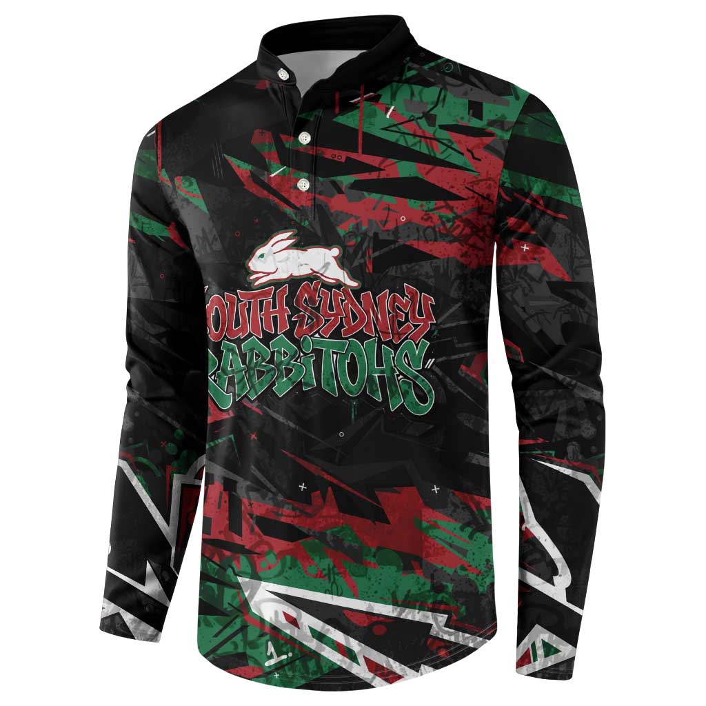 Personalized South Sydney Rabbitohs Button Sweatshirt Graffiti Grunge Abstract Urban Street Style Design