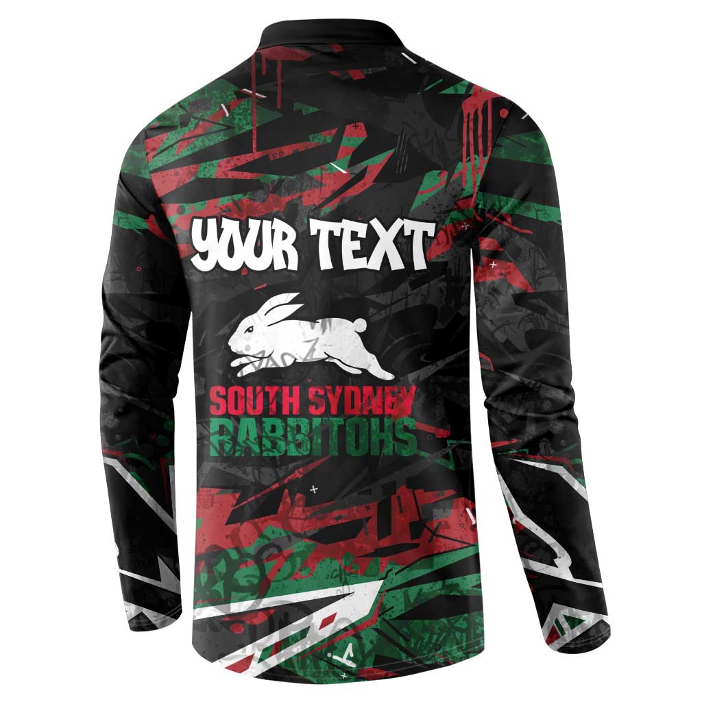Personalized South Sydney Rabbitohs Button Sweatshirt Graffiti Grunge Abstract Urban Street Style Design