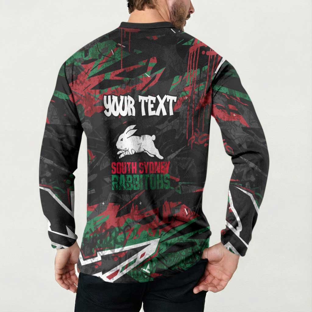 Personalized South Sydney Rabbitohs Button Sweatshirt Graffiti Grunge Abstract Urban Street Style Design