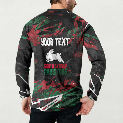 Personalized South Sydney Rabbitohs Button Sweatshirt Graffiti Grunge Abstract Urban Street Style Design