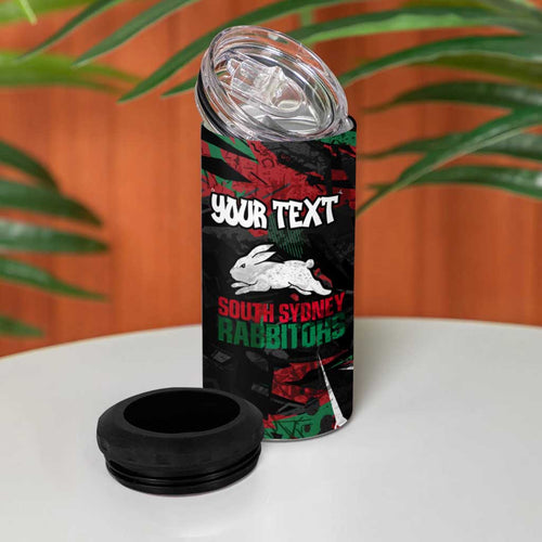 Personalized South Sydney Rabbitohs 4 in 1 Can Cooler Tumbler Graffiti Grunge Abstract Urban Street Style Design