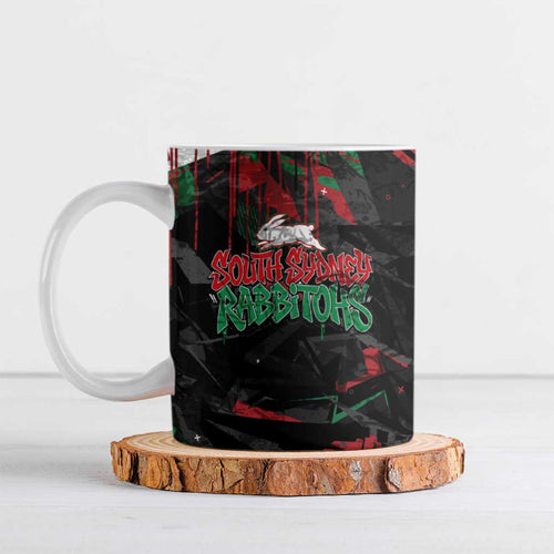 Personalized South Sydney Rabbitohs Ceramic Mug Graffiti Grunge Abstract Urban Street Style Design