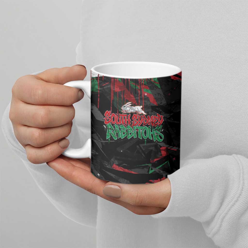 Personalized South Sydney Rabbitohs Ceramic Mug Graffiti Grunge Abstract Urban Street Style Design