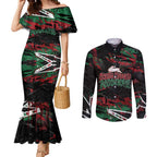 Personalized South Sydney Rabbitohs Couples Matching Mermaid Dress and Long Sleeve Button Shirt Graffiti Grunge Abstract Urban Street Style Design