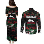 Personalized South Sydney Rabbitohs Couples Matching Puletasi and Long Sleeve Button Shirt Graffiti Grunge Abstract Urban Street Style Design