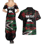 Personalized South Sydney Rabbitohs Couples Matching Summer Maxi Dress and Hawaiian Shirt Graffiti Grunge Abstract Urban Street Style Design
