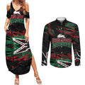 Personalized South Sydney Rabbitohs Couples Matching Summer Maxi Dress and Long Sleeve Button Shirt Graffiti Grunge Abstract Urban Street Style Design