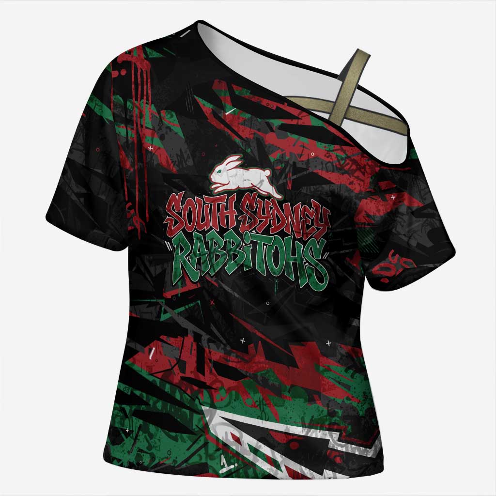 Personalized South Sydney Rabbitohs Cross Shoulder Shirt Graffiti Grunge Abstract Urban Street Style Design