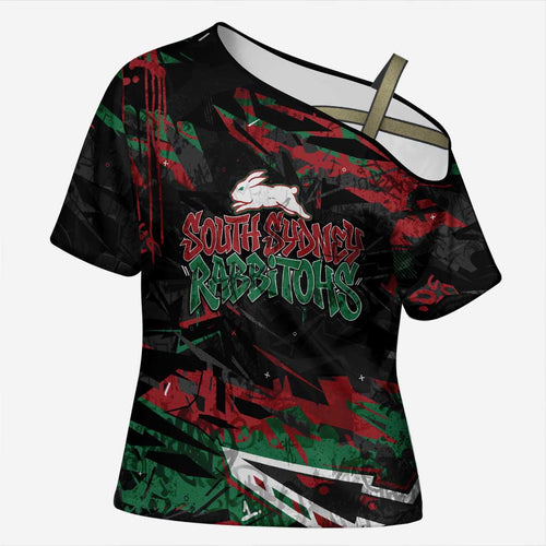 Personalized South Sydney Rabbitohs Cross Shoulder Shirt Graffiti Grunge Abstract Urban Street Style Design