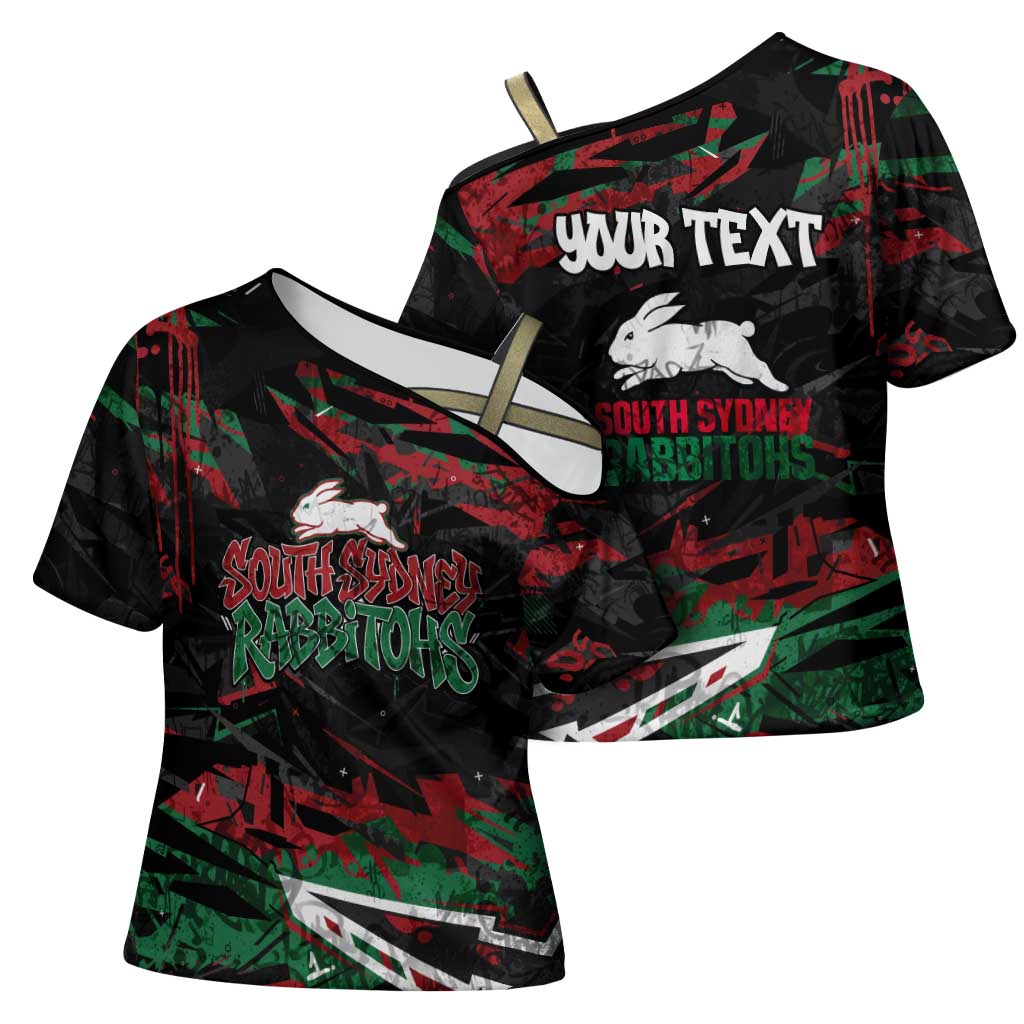 Personalized South Sydney Rabbitohs Cross Shoulder Shirt Graffiti Grunge Abstract Urban Street Style Design