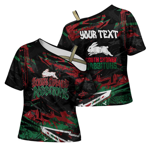 Personalized South Sydney Rabbitohs Cross Shoulder Shirt Graffiti Grunge Abstract Urban Street Style Design