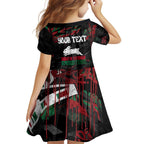 Personalized South Sydney Rabbitohs Family Matching Long Sleeve Bodycon Dress and Hawaiian Shirt Graffiti Grunge Abstract Urban Street Style Design