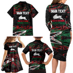 Personalized South Sydney Rabbitohs Family Matching Long Sleeve Bodycon Dress and Hawaiian Shirt Graffiti Grunge Abstract Urban Street Style Design